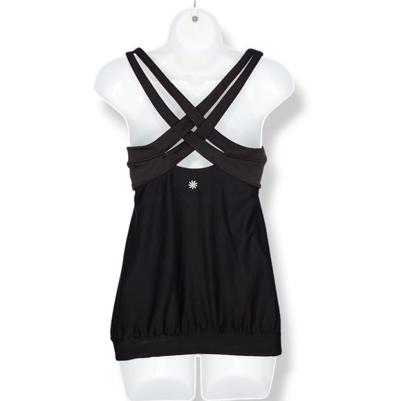 Athleta Miles Bra Criss Cross Tank Top Black Small Yoga Pilates Athletic Gym - Picture 4 of 10